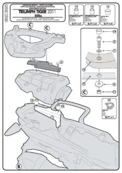 Givi SR6401 Topcase Rack, Rear For Triumph Tiger 800 / XC And XR (2011-current) -Arrow Shop GVSR6401 fi 2