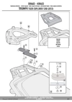 Givi SR6403 Rear Plate For Triumph Tiger Explorer 1200 (2012-) -Arrow Shop GVSR6403 fi 3