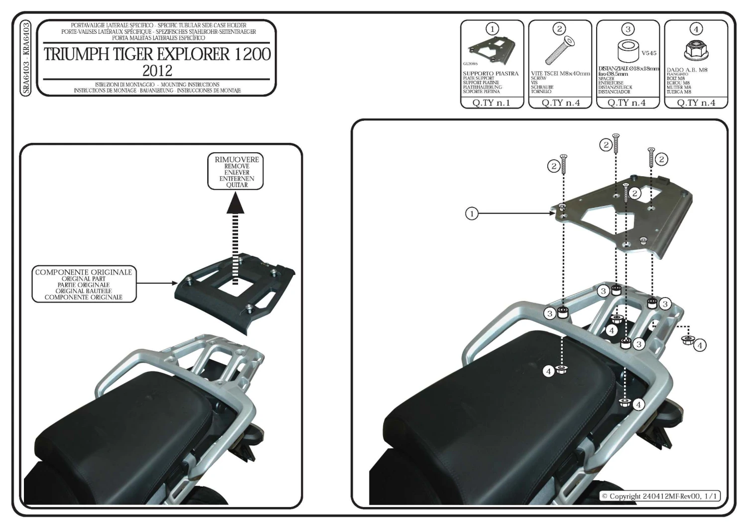 Givi SRA6403 Top Case Rear Aluminum Plate Monokey For Triumph Tiger Explorer 1200 (2012-) 2 Givi SRA6403 Top Case Rear Aluminum Plate Monokey For Triumph Tiger Explorer 1200 (2012-) - Image 2