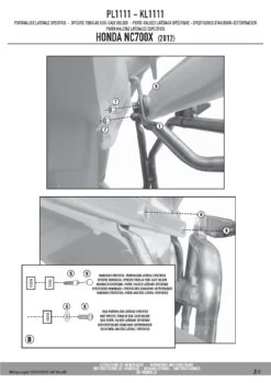 Givi PL1111 Sidecase Hardware For Honda NC700 And NC750 X/S/DCT '14-'15 -Arrow Shop PL1111 fi 3