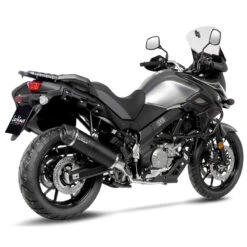 LeoVince 14377EB LV One Evo Slip-on Exhaust, Black For Suzuki V-Strom 650/XT '17-